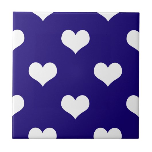 Carreau Conception de motif de cœur d'amour blanc bleu (Devant)