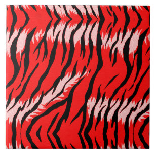 Carreau Conception de motif de peau d'animal Tigre rouge