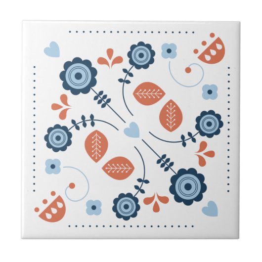 Carreau Conception de motif floral folklorique scandinave (Devant)