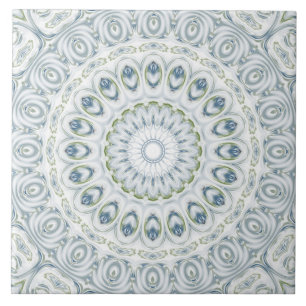 Carreau Conception de motif mandala bleu et vert serein