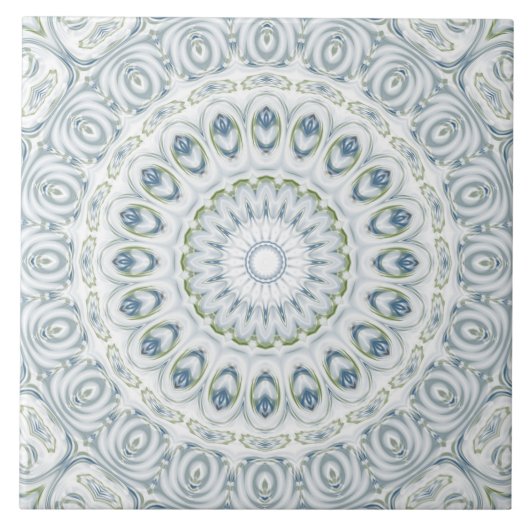 Carreau Conception de motif mandala bleu et vert serein (Devant)