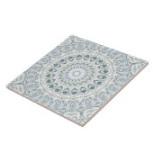 Carreau Conception de motif mandala bleu et vert serein (Côté)