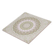 Carreau Conception de motif mandala floral rose et vert (Côté)