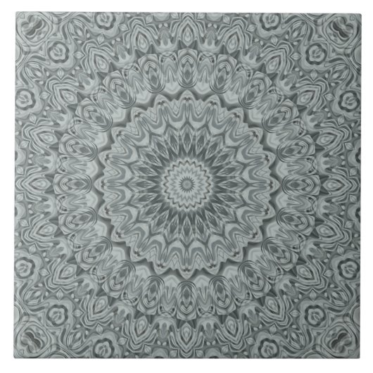 Carreau Conception de motif mandala gris et argent (Devant)