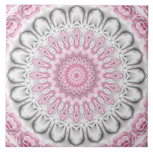 Carreau Conception de motif mandala rose et blanc