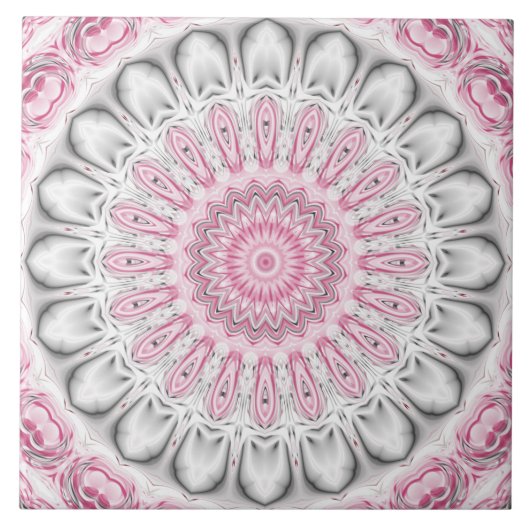 Carreau Conception de motif mandala rose et blanc (Devant)