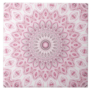 Carreau Conception de motif mandala rose et blanc