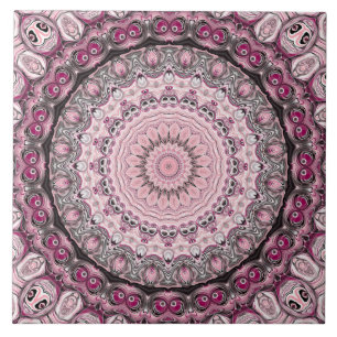 Carreau Conception de motif mandala rose et bordeaux