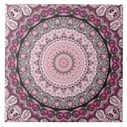 Carreau Conception de motif mandala rose et bordeaux (Devant)