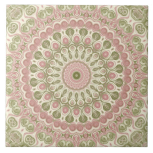 Carreau Conception de motif mandala rose et vert