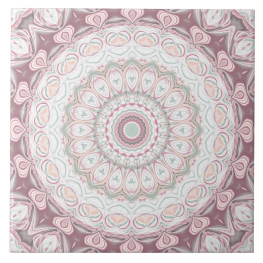 Carreau Conception de motif mandala rose et vert menthe (Devant)