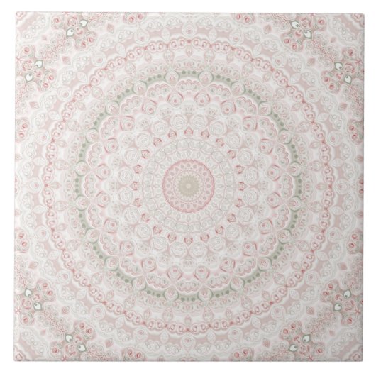 Carreau Conception de motif mandala rose et vert pastel (Devant)
