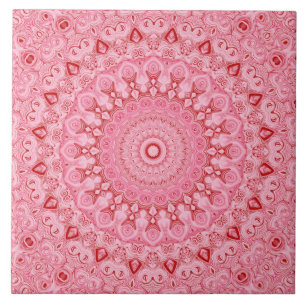 Carreau Conception de motif mandala rouge et rose