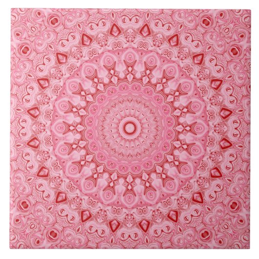 Carreau Conception de motif mandala rouge et rose (Devant)