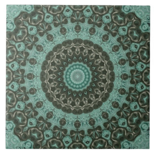 Carreau Conception de motif mandala vert antique