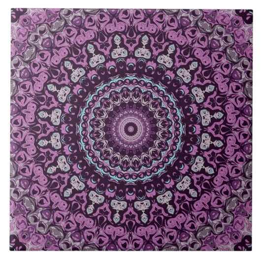 Carreau Conception de motif mandala violet et lavande (Devant)