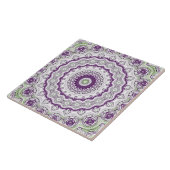 Carreau Conception de motif mandala violet et vert (Côté)