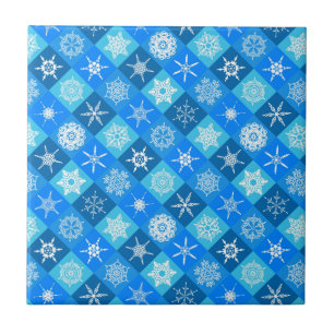 Carreau Conception de motifs de flocons de neige bleus mig