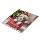 Carreau Conception de Noël de chiot Beagle, (Côté)