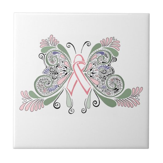 Carreau Conception de papillon de cancer du sein (Devant)