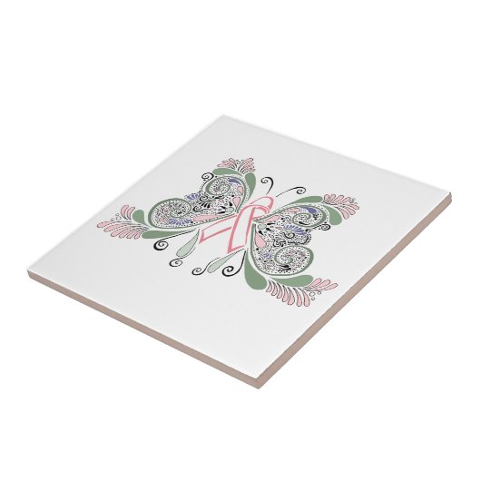 Carreau Conception de papillon de cancer du sein (Côté)