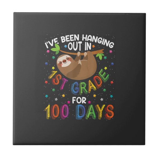 Carreau Conception de paresseux du 100e jour d'école - 100 (Devant)