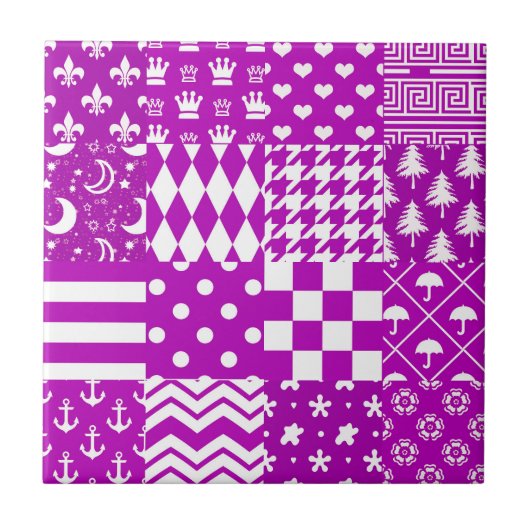 Carreau Conception de Patchwork Motifs mélangés violet bla (Devant)