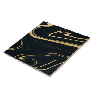 Carreau Conception de peinture Liquide Retro Blue Gold Swi