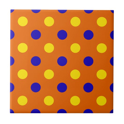 Carreau Conception de points polka bleus jaunes orange (Devant)