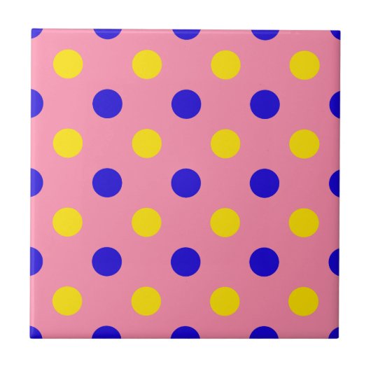Carreau Conception de points polka rose bleu jaune (Devant)