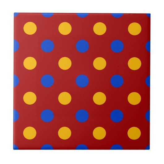 Carreau Conception de points polka rouges bleus jaunes (Devant)