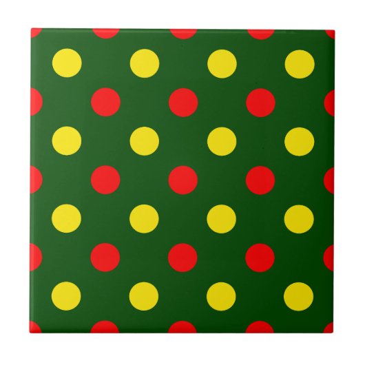 Carreau Conception de pois verts rouges jaunes (Devant)