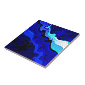 Carreau Conception de remous de vague de bleu de cobalt (Côté)