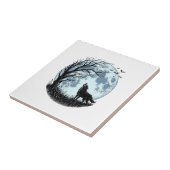 Carreau Conception de silhouette d'arbre de lune hurlement (Côté)