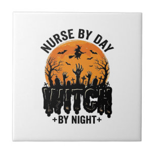 Carreau Conception de sorcière infirmière vintage Hallowee