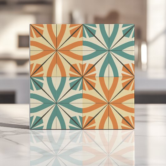 Carreau Conception de Starburst Rétro en Turquoise et Terr