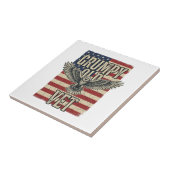 Carreau Conception de T-shirt de drapeau d'aigle patriotiq (Côté)