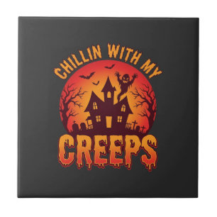 Carreau Conception de T-Shirt Halloween Chillin With My Cr