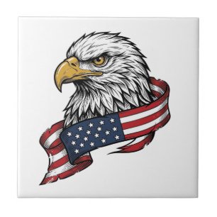 Carreau Conception de T-shirt patriotique avec aigle gravé