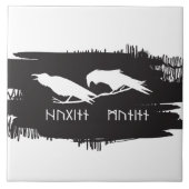 Carreau Conception de tatouage de corbeaux vikings Huginn  (Devant)