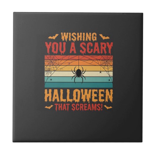 Carreau Conception de toile d'araignée d'Halloween effraya (Devant)