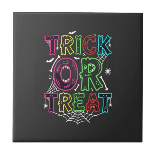 Carreau Conception de toile d'araignée Halloween Trick or  (Devant)