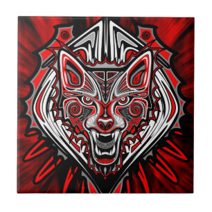 Carreau Conception de totem tribal Haida de loup
