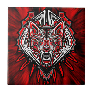 Carreau Conception de totem tribal Haida Loup