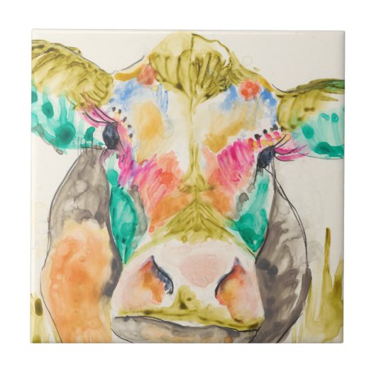 Carreau Conception de vache colorée (Devant)