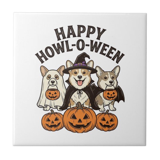 Carreau Conception de vecteur de chien de Halloween de Cor (Devant)