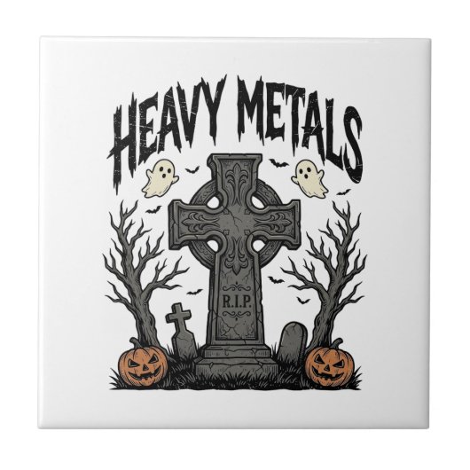 Carreau Conception de vecteur de cimetière d'Halloween de  (Devant)
