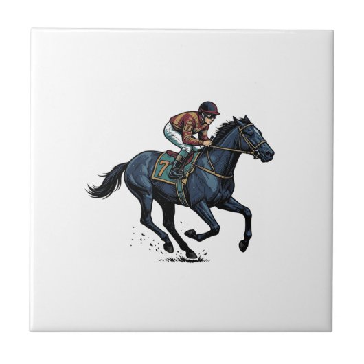 Carreau Conception de vecteur de jockey de course de cheva (Devant)