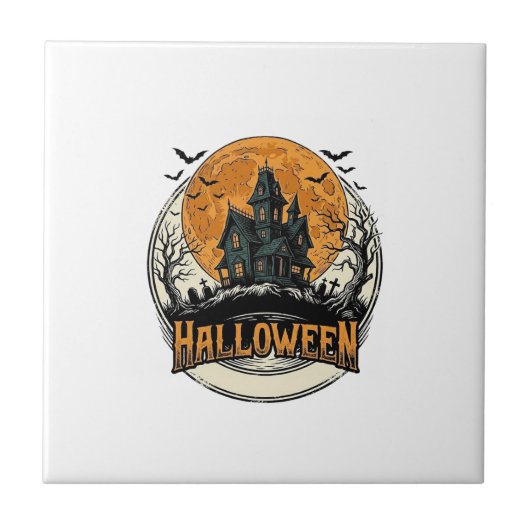 Carreau Conception de vecteur de maison hantée Halloween v (Devant)