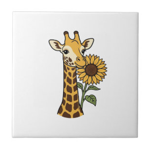 Carreau Conception de vecteur de tournesol de girafe vinta